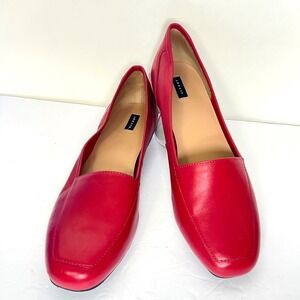 ARRAY Red Leather Square Toe Slip On Loafer Flats Women's Shoes Size 11M